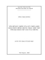 Vấn đề duy nhất của lũy thừa một hàm phân hình chung nhau một tập với đạo hàm cấp cao của chúng 
