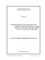 Luận văn thạc sĩ sử dụng bản đồ tư duy trong dạy học chương dòng điện trong các môi trường (vật lí 11) nhằm phát triển năng lực tự học của học sinh​ 