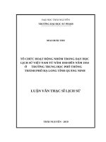 Tổ chức hoạt động nhóm trong dạy học lịch sử việt nam từ năm 1930 đến năm 1954 ở trường trung học phổ thông thành phố hạ long tỉnh quảng ninh​ 