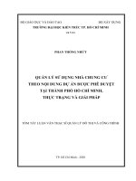 Tóm tắt Luận văn Thạc sĩ Quản lý đô thị và công trình: Quản lý sử dụng nhà chung cƣ theo nội dung dự án đƣợc phê duyệt tại Thành phố Hồ Chí Minh, thực trạng và giải pháp