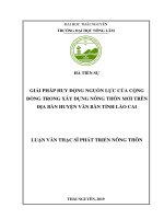 Giải pháp huy động nguồn lực của cộng đồng trong xây dựng nông thôn mới trên địa bàn huyện văn bàn tỉnh lào cai 