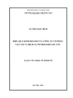 Luận văn thạc sĩ hiệu quả kinh doanh của công ty cổ phần vận tải và dịch vụ petrolimex hà tây 