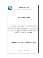 Hoàn thiện chính sách marketing cho các chương trình tour du lịch đà nẵng hội an của công ty dịch vụ lữ hành saigontourist đối với du khách nội địa 