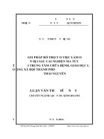 Luận văn thạc sĩ giải pháp hỗ trợ tạo việc làm cho người sau cai nghiện ma túy tại trung tâm chữa bệnh, giáo dục lao động xã hội thành phố thái nguyên​ 