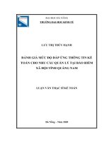 Đánh giá mức độ đáp ứng thông tin kế toán cho nhu cầu quản lý tại bảo hiểm xã hội tỉnh quảng nam 