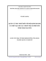 Luận văn thạc sĩ quản lý thu thuế đối với hộ kinh doanh cá thể tại chi cục thuế thị xã phổ yên tỉnh thái nguyên 
