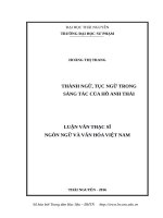 Luận văn thạc sĩ thành ngữ, tục ngữ trong sáng tác của hồ anh thái 
