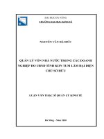 Quản lý vốn nhà nước trong các doanh nghiệp do UBND tỉnh kon tum làm đại diện chủ sở hữu 