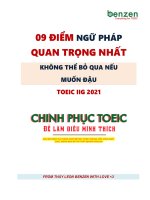 09 điểm NGỮ PHÁP QUAN TRỌNG NHẤT  ÔN TOEIC