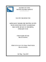 Tóm tắt Luận văn Thạc sĩ Kế toán: Kiểm soát nội bộ chi thường xuyên ngân sách nhà nước tại Kho bạc Nhà nước huyện Tu Mơ Rông tỉnh Kon Tum