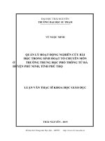 Luận văn thạc sĩ quản lý hoạt động nghiên cứu bài học trong sinh hoạt tổ chuyên môn ở trường trung học phổ thông tử đà huyện phù ninh, tỉnh phú thọ​ 
