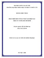 Tóm tắt Luận án Tiến sĩ Chính trị học: Phát triển bền vững ở Việt Nam hiện nay theo tư tưởng Hồ Chí Minh