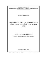 Luận văn thạc sĩ hoàn thiện công tác quản lý ngân sách tại huyện cô tô tỉnh quảng ninh 