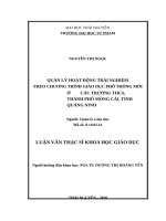 Quản lý hoạt động trải nghiệm theo chương trình giáo dục phổ thông mới ở các trường THCS, thành phố móng cái, tỉnh quảng ninh​ 