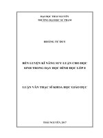 Luận văn thạc sĩ rèn luyện kĩ năng suy luận cho học sinh trong dạy học hình học lớp 8 