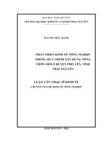 Luận văn thạc sĩ phát triển kinh tế nông nghiệp trong quá trình xây dựng nông thôn mới ở huyện phổ yên, tỉnh thái nguyên​ 