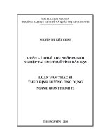 Luận văn thạc sĩ quản lý thuế thu nhập doanh nghiệp tại cục thuế tỉnh bắc kạn 