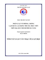Tóm tắt Luận văn Thạc sĩ Luật Kinh tế: Pháp luật về phòng, chống lạm dụng lao động trẻ em, thực tiễn trên địa bàn thành phố Đà Nẵng
