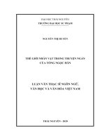 Luận văn thạc sĩ thế giới nhân vật trong truyện ngắn của tống ngọc hân 