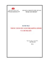 DANH MỤC THUỐC CHĂM SÓC GIẢM NHẸ KHÔNG OPIOID VÀ CHẾ ĐỘ LIỀU