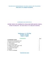 SKKN some ways to impove english speaking skill for students at dao duy tu high school 