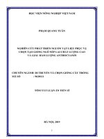 Nghiên cứu phát triển nguồn vật liệu phục vụ chọn tạo giống ngô nếp lai chất lượng cao và giàu hàm lượng anthocyanin tt 