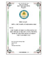 CHỦ NGHĨA xã hội và CÔNG BẰNG xã hội  mối QUAN hệ GIỮA TĂNG TRƯỞNG KINH tế với CÔNG BẰNG xã hội ở