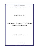 Luận văn Thạc sĩ Kinh tế: Tác động đầu tư công đến tăng trưởng kinh tế của tỉnh Cà Mau