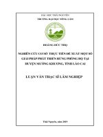 Nghiên cứu cơ sở thực tiễn đề xuất một số giải pháp phát triển rừng trồng phòng hộ tại huyện mường khương tỉnh lào cai 