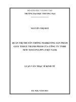 Quản trị truyền thông marketing sản phẩm giấy tissue thành phẩm của công ty TNHH new toyo pulppy (việt nam) 