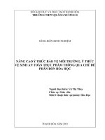 SKKN nâng cao ý thức bảo vệ môi trường, ý thức vệ sinh an toàn thực phẩm thông qua chủ đề phân bón hóa học 
