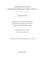 Tóm tắt Luận án Tiến sĩ Công tác xã hội: Hỗ trợ tái hoà nhập cộng đồng đối với phụ nữ bị mua bán trở về (Nghiên cứu trường hợp tỉnh Hà Giang)