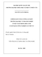 Tóm tắt Luận án Tiến sĩ Quản lý khoa học và công nghệ: Chính sách tăng cường gắn kết trường đại học và doanh nghiệp ở Việt Nam trong bối cảnh Cách mạng công nghiệp lần thứ tư