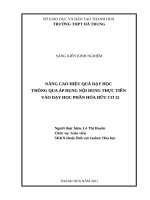 SKKN nâng cao hiệu quả dạy học thông qua áp dụng nội dung thực tiễn vào dạy học phần hóa hữu cơ 12 