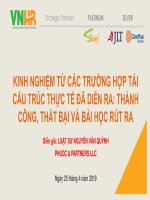 KINH NGHIỆM TỪ CÁC TRƯỜNG HỢP TÁI CẤU TRÚC THỰC TẾ ĐÃ DIỄN RA: THÀNH CÔNG, THẤT BẠI VÀ BÀI HỌC RÚT RA
