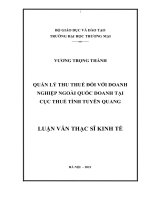 Luận văn thạc sĩ quản lý thu thuế đối với doanh nghiệp ngoài quốc doanh tại cục thuế tỉnh tuyên quang 