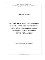Luận văn kinh tế phân tích các nhân tố ảnh hưởng đến khả năng tiếp cận tín dụng ngân hàng của hộ kinh doanh trên địa bàn quận bình thủy thành phố cần thơ​ 