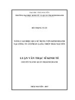 (Luận văn thạc sĩ) nâng cao hiệu quả sử dụng vốn kinh doanh tại công ty cổ phần gang thép thái nguyên 