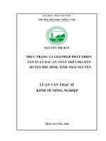 (Luận văn thạc sĩ) thực trạng và giải pháp phát triển sản xuất rau an toàn trên địa bàn huyện phú bình tỉnh thái nguyên 