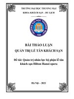 Quản trị nhân lực bộ phận lễ tân khách sạn Hilton Hanoi Opera