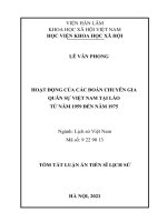 Tóm tắt luận án Tiến sĩ Lịch sử: Hoạt động của các đoàn chuyên gia quân sự Việt Nam tại Lào từ năm 1959 đến năm 1975