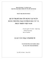 Luận văn kinh tế quản trị rủi ro tín dụng tại ngân hàng thương mại cổ phần đầu tư và phát triển việt nam​ 