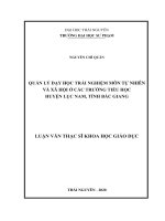 (Luận văn thạc sĩ) quản lý dạy học trải nghiệm môn tự nhiên và xã hội ở các trường tiểu học huyện lục nam, tỉnh bắc giang​ 