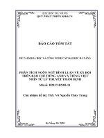 Báo cáo tóm tắt đề tài khoa học và công nghệ cấp ĐH: Phân tích ngôn ngữ bình luận về xã hội trên báo chí tiếng Anh và tiếng Việt nhìn từ lý thuyết thẩm định