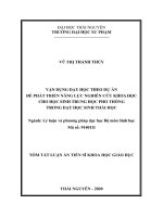 Tóm tắt Luận án Tiến sĩ Khoa học giáo dục: Vận dụng dạy học theo dự án để phát triển năng lực nghiên cứu khoa học cho học sinh trung học phổ thông trong dạy học Sinh thái học