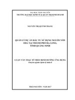 (Luận văn thạc sĩ) quản lý dự án đầu tư sử dụng nguồn vốn ODA tại thành phố hạ long, tỉnh quảng ninh 
