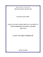 (Luận văn thạc sĩ) nâng cao chất lượng nhân lực tại công ty TNHH BONA APPAREL việt nam 
