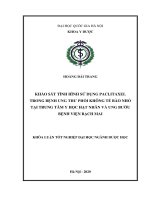 Khóa luận tốt nghiệp đại học ngành Dược học: Khảo sát tình hình sử dụng paclitaxel trong bệnh ung thư phổi không tế bào nhỏ tại Trung tâm Y học hạt nhân và ung bướu Bệnh viện Bạch