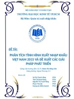 PHÂN TÍCH TÌNH HÌNH XUẤT NHẬP KHẨU VIỆT NAM 2015 và đề XUẤT các GIẢI PHÁP PHÁT TRIỂN 