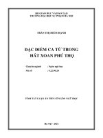 Tóm tắt Luận án Tiến sĩ Ngôn ngữ học: Đặc điểm ca từ trong hát Xoan Phú Thọ